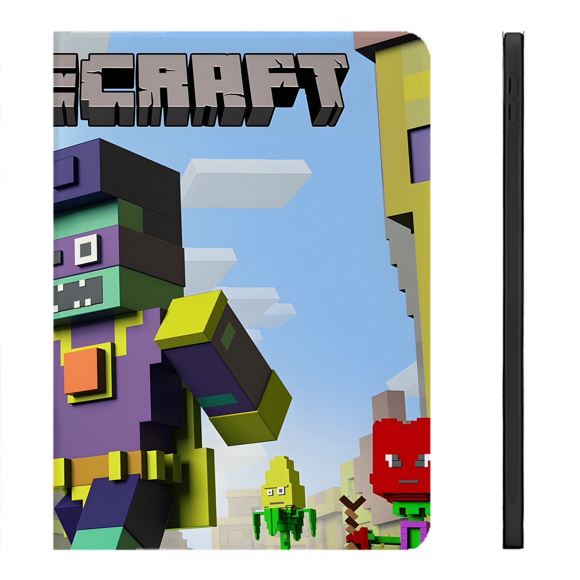 （画像用） マインクラフト ブロックの世界 Minecraft MC Block world IPadケース ペンホルダー付き ブックスタイルデザイン